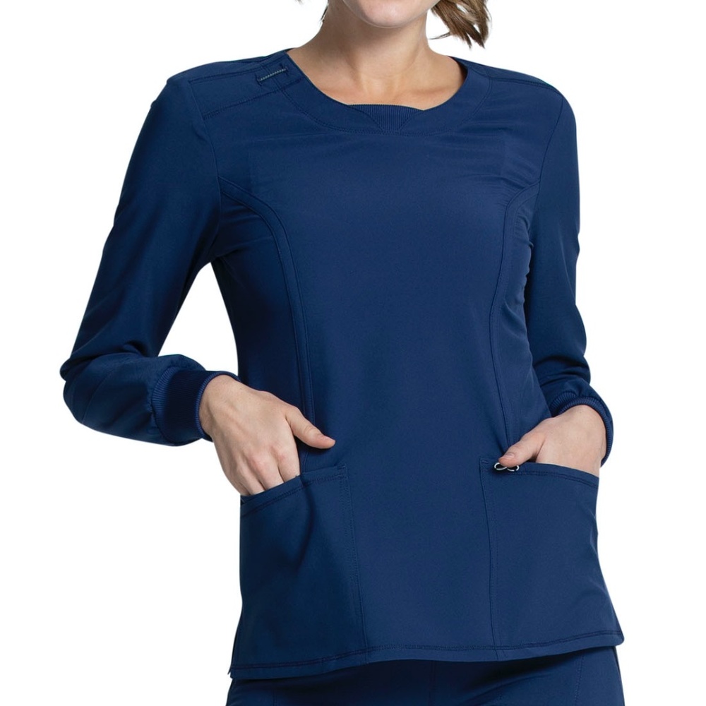 Infinity Long Sleeve V-Neck Top in Navy Sz XS-XXL